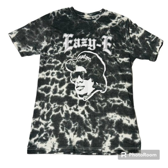 Easy-E Bl Wh Tie Dye Tshirt Hip Hop NWA Ruthless Records Compton Rap Size L - Picture 1 of 4